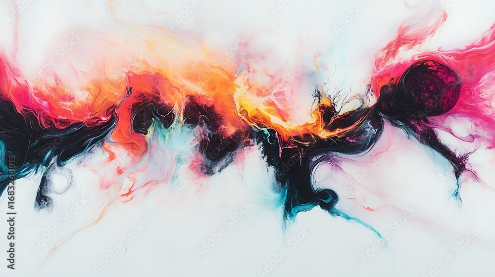 Poster abstract colorful paint: an abstract composition of dynamic color and fluidity, where vibrant hues o