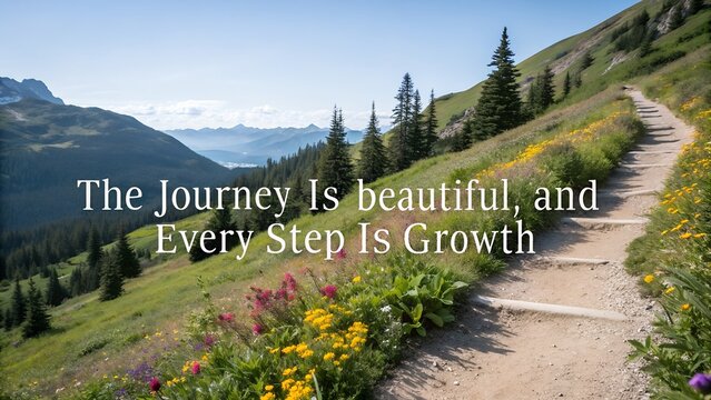 Inspirational Quote on a Beautiful Mountain Hiking Trail.