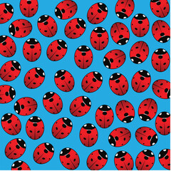 Fototapeta premium Lady bug seamless pattern vector, Lady bug background.