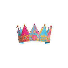 Obraz premium Crown Colorful Festive Design on White Background