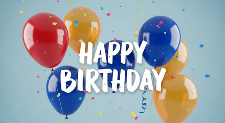 Colorful balloons and confetti celebrate a birthday, conveying joy, festivity, and celebration It's perfect for greeting cards or party invitations