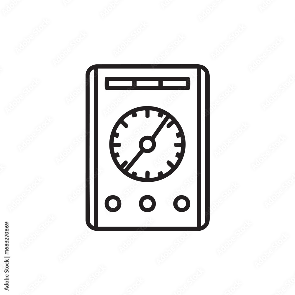 Poster a simple line drawing of a gauge or multimeter.
