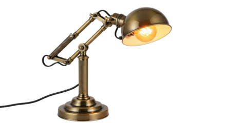 Isolated vintage brass desk lamp