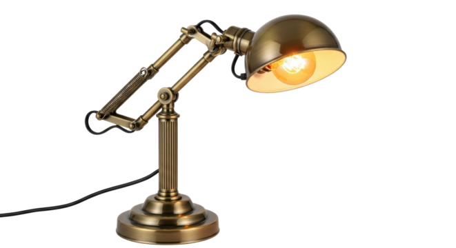 Isolated vintage brass desk lamp