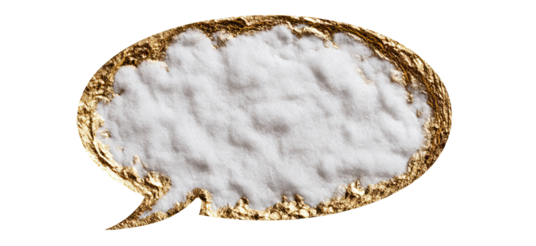 Gold-rimmed oval dish holding a pile of white fluffy substance