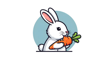Obraz premium cute cartoon rabbit eating carrot illustration