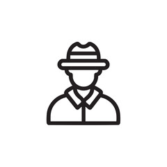 Fototapeta premium A simple line drawing of a person wearing a hat.