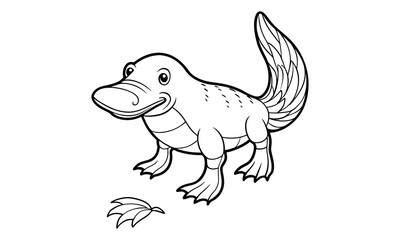 Fototapeta premium Platypus animal Kids t shirt design silhouette and vector line art, Detailed High-Quality Line Art, Suitable for Adult Coloring Books, Stress Relief, Relaxation, and Printable Art Therapy.