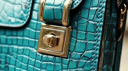 Teal Crocodile Handbag Detail