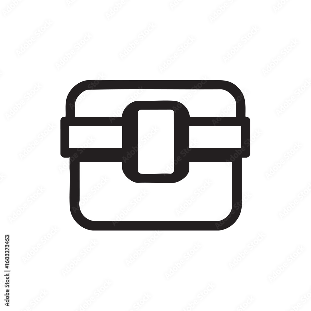 Poster a simple outline of a chest with a latch.