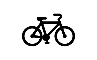Obraz premium Minimalist black silhouette of a bicycle with two wheels, frame, seat, and handlebars. Flat vector icon style,