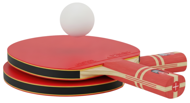 Isolated table tennis rackets and ball