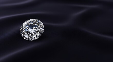 Dazzling diamond on luxurious black satin, evoking opulence and elegance