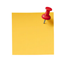Blank mustard yellow sticky note with red pushpin