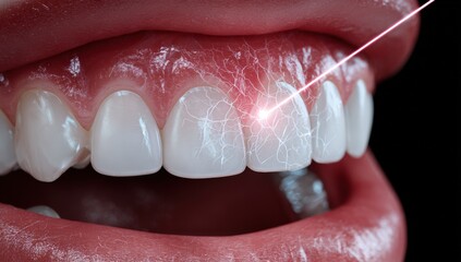 Obraz premium Close-up of teeth with laser treatment