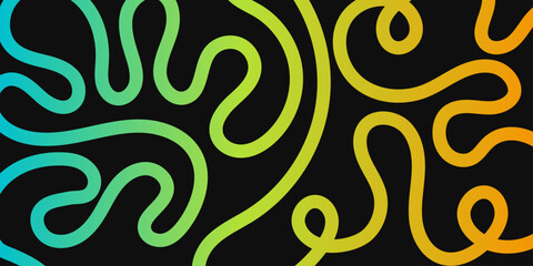Colorful squiggle gradient lines on black background