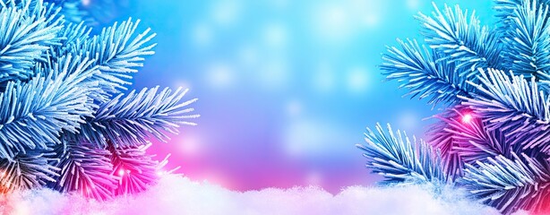 Frosted Trees in a Magical Winter Wonderland Background