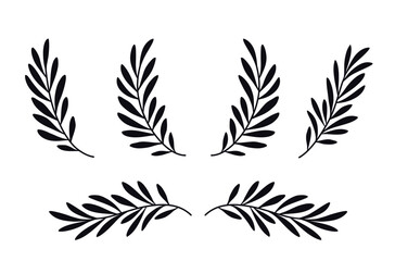 Olive wreath and frame, branches with leaves decoration