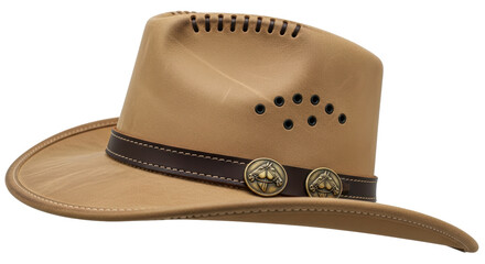 Isolated cowboy hat with horse emblem