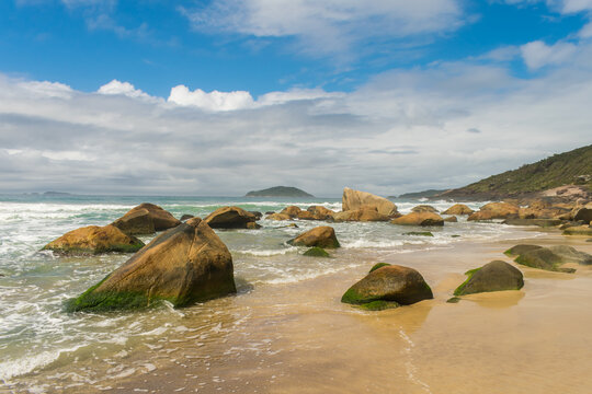 A view of Praia do Saquinho in Florianopolis island, Brazil