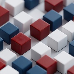 Fototapeta premium A grid pattern of various-colored, square blocks arranged in a precise, geometric, and symmetrical layout.