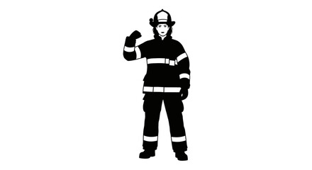 Obraz premium Minimalist silhouette icon of a confident female firefighter.