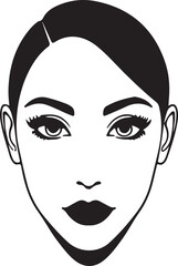 Beauty of Face front look in silhouette white background.