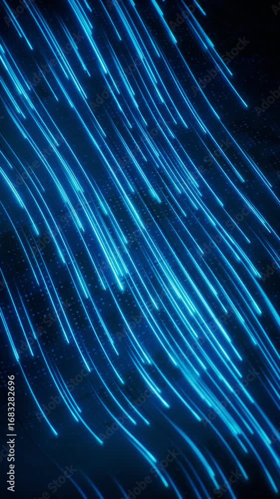 Poster flowing curve lines with technical board background, 3d rendering.
