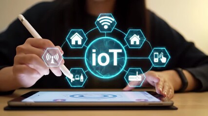 Businessman's hand holding a tablet with global social media icons for a digital network connection concept - Powered by Adobe