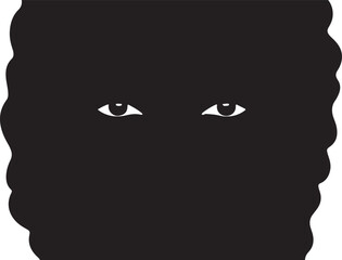 Face look outline in silhouette white background.