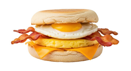 Isolated Breakfast Sandwich with Egg and Bacon