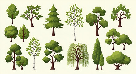 Assorted Tree Illustrations | Nature Design Collection