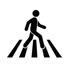 Pedestrian Crossing Icon Vector – Crosswalk and Road Safety Symbol