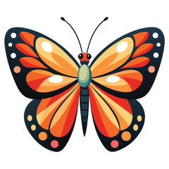 Orange and black monarch butterfly illustration Vector illutration isolated on white background