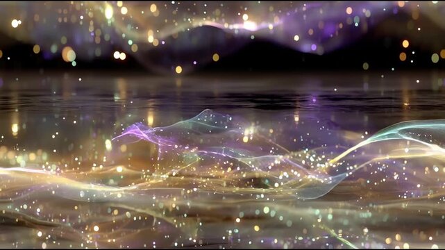 Abstract neon particles flow in endless seamless loop