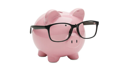 Isolated Piggy Bank with Glasses
