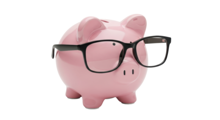 Isolated Piggy Bank with Glasses