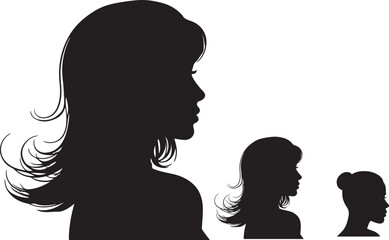 Model girls in silhouette white background.