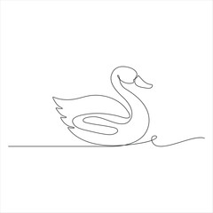 Continuous one line drawing of mute swan simple swan outline vector illustration
