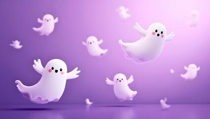 Cute Ghosts Halloween Background