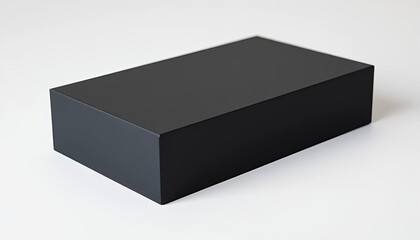 Isolated black box packaging mockup on white background for product presentation