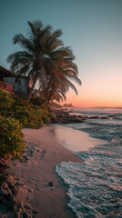 tropical beach at sunset