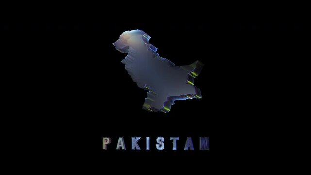 Rotating hologram of pakistan map on black background