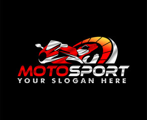 motorbike club logo vector design modern abstract silhoutte illustration on black background