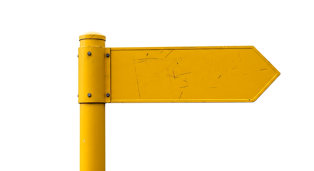 Yellow directional signpost isolated on transparent background