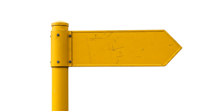 Yellow directional signpost isolated on transparent background