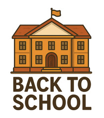 Back to School with Classic School Building &ndash; Flat Style Illustration on Transparent Background