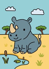 코뿔소 색칠공부