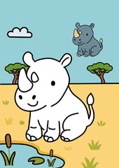 코뿔소 색칠공부