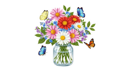 Isolated Flowers and Butterflies